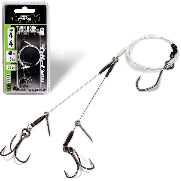 Mr Pike Ghost Onderlijnen Twin Hook Release Rig 1 Mr Pike Ghost Onderlijnen Twin Hook Release Rig